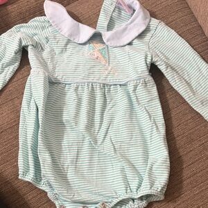 Mint Striped Kids Bodysuit with Peter Pan Collar